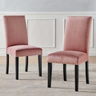 Modway Parcel Performance Velvet Dining Side Chairs - Dusty Rose - 2 Pack-Nailhead Trim Accents