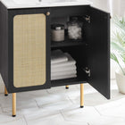 Modway Chaucer 24" Bathroom Vanity - Black/White-Rattan Weave Doors