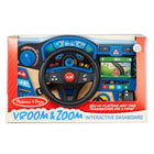 Melissa & Doug Vroom & Zoom Interactive Wooden Dashboard Steering Wheel Pretend Play Driving Toy - FSC Certified-Turn the wheel to keep car on the GPS road; GPS automatically shuts off after 5 minutes