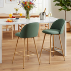 Homy Casa 26'' Counter Height Bar Stools with Green Upholstered Fabric Seat - 2 Pack-Stylish Look: The green upholstered fabric seat adds a pop of color and modern elegance