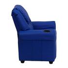 Flash Furniture Contemporary Blue Vinyl Kids Recliner with Cup Holder & Headrest-CA117 Fire Retardant Foam