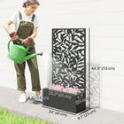 Outsunny Metal Planter Box with 44.5" H Trellis - 24" L x 9" W - Abstract Plant Cut-Outs-Bottom with slits for water drainage 
