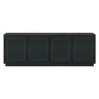 Hudson&Canal Pryce TV Stand for TV's up to 78" - Black Grain/Black Rattan-A mid-century design accommodates TVs up to 78" for your entertaining space