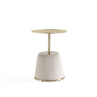 Manhattan Comfort Anderson 15.75" Modern Leatherette Upholstered End Table - Cream-Modern End Table for Living Room Use
