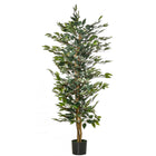 HOMCOM 5' Artificial Ficus Tree for Indoor Decoration - Green-Beautiful artificial Ficus design plant 