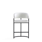 Manhattan Comfort Augusta 22.8" Modern Leatherette Upholstered Counter Stool - White - 2 Pack-Rounded Back Rest. Seat Height: 26.8"