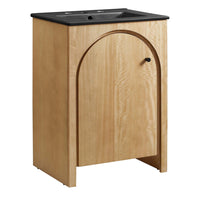 Modway Appia 24" Bathroom Vanity - Oak/Black-Soft-Close Hinges