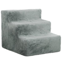 PawHut 3-Step Pet Stairs - Light Grey-Help prevent pet injuries caused by jumping on furniture with our pet-friendly stairs 