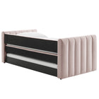Modway Veyla Channel Tufted Performance Velvet Twin Daybed with Trundle - Pink-Assembly Required