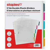 Staples Clear View Plastic Dividers - 5 Tab - Coloured-Bright coloured poly divider sets