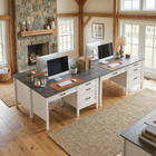 HOMCOM 54" Farmhouse Executive Desk with File Drawer - White Wood Grain-The easy-to-clean surface simplifies your daily maintenance routine