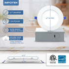 Impotek 6" LED 12W 5CCT Dimmable Recessed Ceiling Light - 12 Pack-Exceptional Brightness & Adjustable Dimming - Illuminate your space with the pinnacle of LED technology. Our recessed ceiling light boasts superior lumens for unparalleled brightness while maintaining energy efficiency at just 12 Watts for 1050 lumens. Experience smooth dimming from 5% to 100%, ensuring compatibility with a wide range of dimmers on the market. Please note, a dimmer is not included