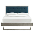 Modway Willow Wood Queen Platform Bed with Angular Frame - Grey Azure-Wood Slat Support System