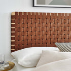 Modway Sparta Weave Wall Mount Vegan Leather Full Headboard with - Natural Brown-Vegan Leather Basketweave