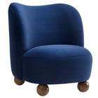 Modway Monroe Performance Velvet Accent Chair - Midnight Blue Walnut-Stain-Resistant Performance Velvet