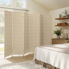 HOMCOM 6 Panel Bamboo Hand-Woven Freestanding Room Divider for Home Office - Natural Wood-Material: Pine Wood, Bamboo, Cotton Thread
