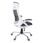 Monarch Specialties 7269 High-Back Executive Office Chair - White/Grey Mesh/Chrome-Ergonomically designed, curved backrest that is tall and wide provides superior support, while the headrest, flip-up armrests, and an exceptionally thick, wide, and deep seat are all generously padded to deliver maximum comfort.