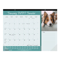 Blueline 2027 Man's Best Friend Monthly Desk Pad Calendar - 22" x 17" - Bilingual-12 Months, January to December