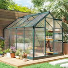 Outsunny Polycarbonate Greenhouse - 6' x 8' x 6.6' - Green- Transparent PC board allows you to observe the plants inside
 