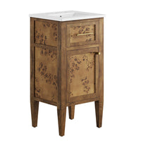 Modway Elysian 18" Wood Bathroom Vanity - White/Brown-Modern Bathroom Vanity