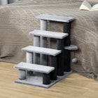 PawHut 25" 4-Step Cat Stairs with Toy - Light Grey-Cats can jump directly to the top by stepping on the small platform 