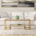Hudson&Canal Athena 45"W Rectangular Coffee Table - Brass-Hand crafted gold finish is applied to the steel frame