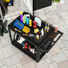 HOMCOM 2-Tier Rolling Tool Cart with Wheels - Black-Great for garages, workshops and warehouses