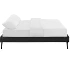 Modway Loryn Vinyl Queen Bed Frame with Round Splayed Legs - Black-Center Rail with Support Two Legs