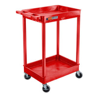 Luxor 2 Shelf Tray Plastic Cart, Red (RCSTC111RD)-Multipurpose utility cart ideal for use as serving or storage cart, garden wagon, and more