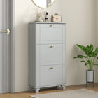 HOMCOM Modern Shoe Cabinet with 3 Flip Drawers for 12 Pairs - Grey-Adjustable or removable shelves offer flexible storage options