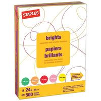 Staples Fluorescent Coloured Copy Paper - Letter - 8-1/2" x 11" - Assorted Colours - Ream-8-1/2" x 11"