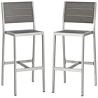 Modway Shore Outdoor Patio Aluminum Armless Bar Stool - Silver Gray - Set of 2-Modern Outdoor Bar Stool