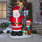 GEMMY Airblown Inflatable Christmas Santa and Puppy Dog with Giftbox Scene - 72"-Includes stakes and tethers