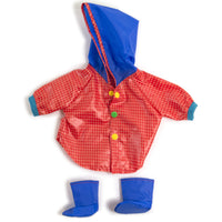 Miniland Doll Clothes - Rain Coat & Boots-Promotes physical and health development through the exercise of fine motor and personal care skills
