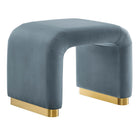 Modway Koda Performance Velvet Waterfall Stool - Brass/Cadet Blue-Performance Velvet Upholstery