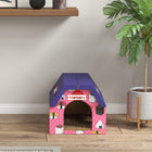 PawHut 2-in-1 Cat Scratcher House with Scratching Pad and Grass - Pink-Spacious inner fits cats under 9 lbs (4 kg), easy for them to enter 