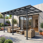 Outsunny 14 ft W x 10 ft L Outdoor Hardtop Pergola Polycarbonate Roof Gazebo - Grey-PC roof offers sun protection and filters pleasant light