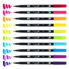 Tombow Dual Brush Pen, Bright, 10/Pack-Double ended water based blendable markers