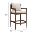 Modway Remington Wood Bar Stool - Salt-Foam-Padded Seat