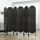 HOMCOM 6 Panel Arched Top Woven Freestanding Room Divider for Bedroom - Black-Crafted from lightweight paper rope, allowing for effortless moving 

