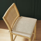 Modway Ovard Wood and Rattan Bar Stool - Natural-Removable Padded Cushion