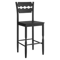 Modway Jax Oak Wood Bar Stool With Wavy Razor Back - Black-Solid Oak Bar Stool
