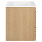 Modway Render 24" Wall-Mount Bathroom Vanity - Oak/White-Full-Extension Drawers