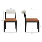 Modway Kai Boucle and Vegan Leather Dining Chair 2-Piece Set - Pearl/Tan/Black-Rolled Boucle Fabric Backrest