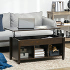 HOMCOM Lift Top Coffee Table with Storage - Espresso-Lift top coffee table with hidden storage space for storing your home items
