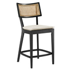 Modway Caledonia Wood Counter Stools - Black Beige - Set of 2-Foot Pins for Floor Protection