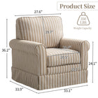 Ebello Kandyn 29.7" W Modern Soft Stripe Upholstered Swivel Barrel Chair with Removable Cushion - Brown-8