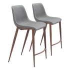 Zuo Magnus Counter Stool - Slate Grey/Walnut - Set of 2-Ergonomic and supportive footrest