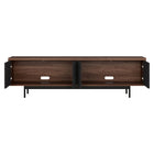 Hudson&Canal Whitman TV Stand for TV's up to 75" - Satin Walnut/Black Grain-Clean with a soft, dry cloth and no harsh chemicals or abrasive cleaning materials