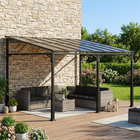 Outsunny 13 ft W x 10 ft L Lean to Gazebo - Hardtop Wall Mounted Outdoor Pergola-Sloped roof prevents water pooling and supports snow loads
